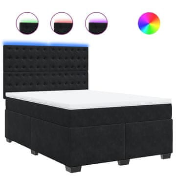 Vidaxl Box spring posteljni z vzmetnico črn 140x190 cm žamet