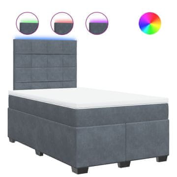 Vidaxl Box spring postelja z vzmetnico temno siv 120x190 cm žamet