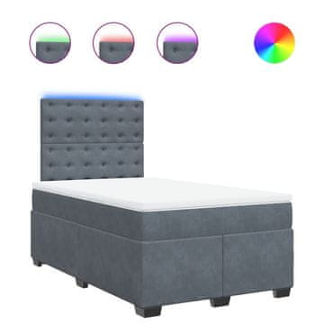 Vidaxl Box spring postelja z vzmetnico temno siv 120x190 cm žamet