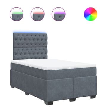 Vidaxl Box spring postelja z vzmetnico temno siva 120x200 cm žamet