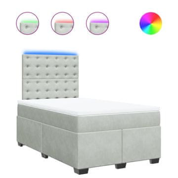 Vidaxl Box spring postelja z vzmetnico svetlo siva 120x200 cm žamet