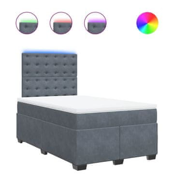 Vidaxl Box spring postelja z vzmetnico temno siva 120x200 cm žamet