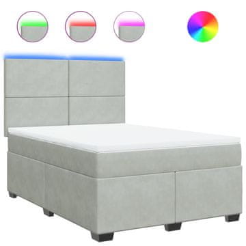 Vidaxl Box spring postelja z vzmetnico svetlo siva 160x200 cm žamet