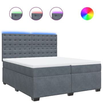 Vidaxl Box spring postelja z vzmetnico temno siva 200x200 cm žamet