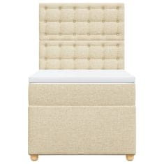 Vidaxl Box spring postelja z vzmetnico krem 90x200 cm blago