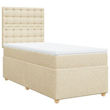 Vidaxl Box spring postelja z vzmetnico krem 90x190 cm blago