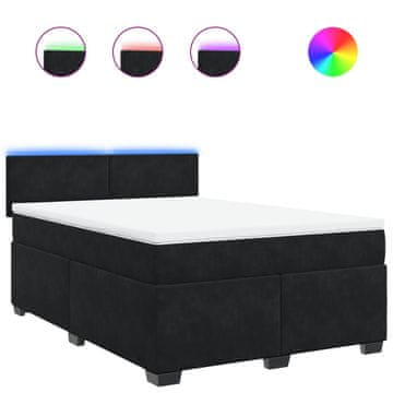Vidaxl Box spring postelja z vzmetnico črna 140x200 cm žamet