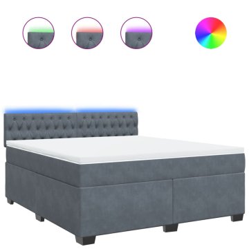 Vidaxl Box spring postelja z vzmetnico temno siva 180x200 cm žamet