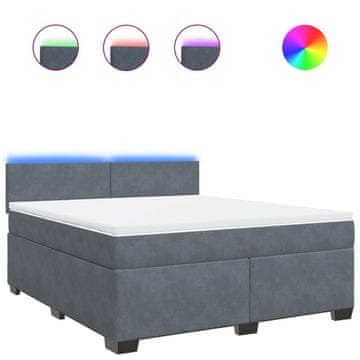 Vidaxl Box spring postelja z vzmetnico temno siva 180x200 cm žamet