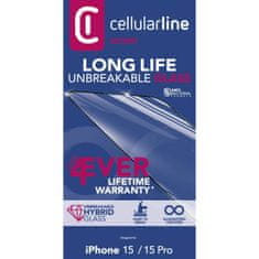 CellularLine zaščitno steklo LONGLIFE, iPhone 15 /15 Pro