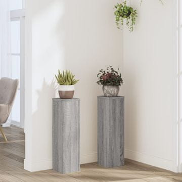 Vidaxl vidaXL Stojala za rastline, komplet 2 kosov, siv hrast sonoma, 17x17x60 cm