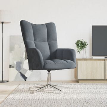 Vidaxl vidaXL Fotelj, temno siv, oblazinjen z žametom