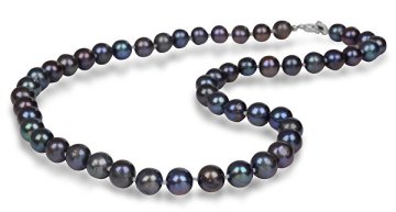 JwL Luxury Pearls Ogrlica z originalnimi kovinsko modrimi biseri JL0265