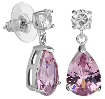 Troli Peneče uhani z roza kristali