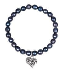JwL Luxury Pearls Biserna zapestnica s kovinskim srcem JL0525