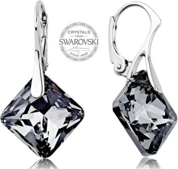 Levien Svetleči uhani s temnimi kristali Princess