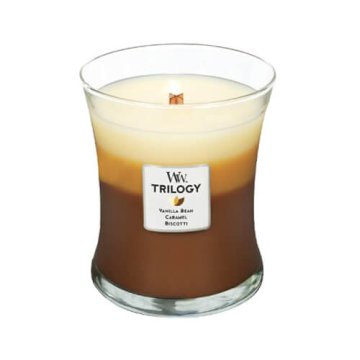 Woodwick Dišeča sveča Trilogy Cafe Sladice 275 g