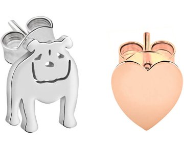 La Petite Story Asimetrični dvobarvni uhani Doggy and Heart LPS01AQI01