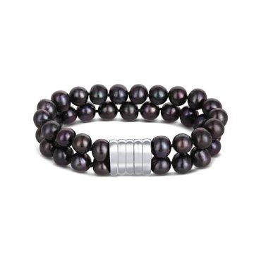 JwL Luxury Pearls Dvojna zapestnica iz pravih črnih biserov JL0599