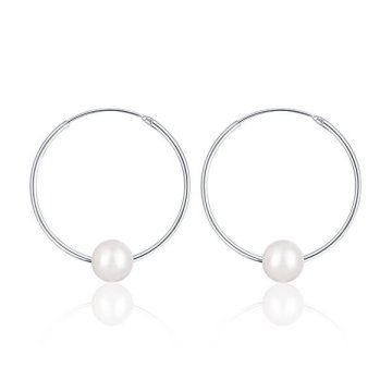 JwL Luxury Pearls Uhani iz srebrnega kroga s pravimi belimi biseri JL0633