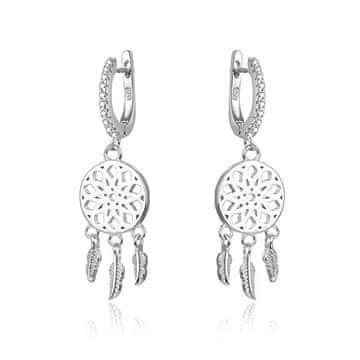 Beneto Srebrni uhani s cirkoni lovilec sanj AGUC1976