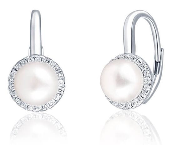 JwL Luxury Pearls Elegantni srebrni uhani z biseri in cirkoni JL0640