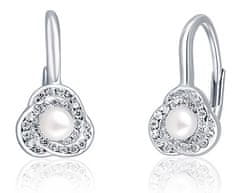 JwL Luxury Pearls Osupljivi srebrni uhani z biseri in cirkoni JL0642