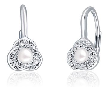 JwL Luxury Pearls Osupljivi srebrni uhani z biseri in cirkoni JL0642