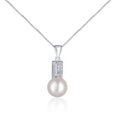 JwL Luxury Pearls Elegantna ogrlica s pravim biserom in cirkoni JL0645 (verižica, obesek)