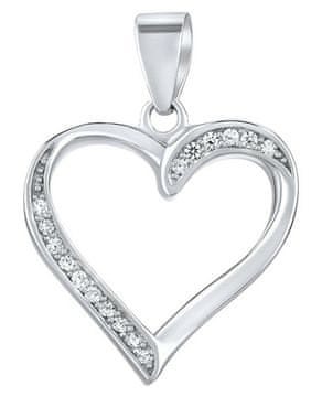 Silvego Srebrn obesek v obliki srca s prozornimi cirkoni LPS2091