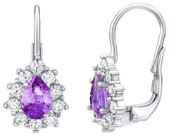 Silvego Srebrno vijolični uhani s cirkonij Swarovski