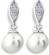 Cutie Jewellery Luksuzni uhani iz belega zlata s pravimi biseri in cirkoni Z6412-3124-10-X-2