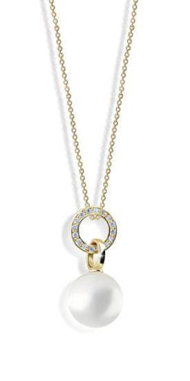Cutie Jewellery Očarljiv biserni obesek iz rumenega zlata s cirkoni Z6303-3123-40-X-1