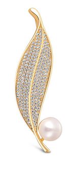 JwL Luxury Pearls Bleščeča biserna broška list JL0700