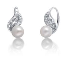 JwL Luxury Pearls Očarljivi srebrni uhani s pravim belim biserom JL0706
