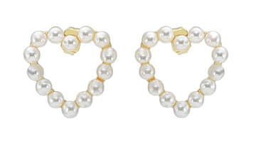 Troli Nežni pozlačeni srčki uhani s perlami VBE005 G