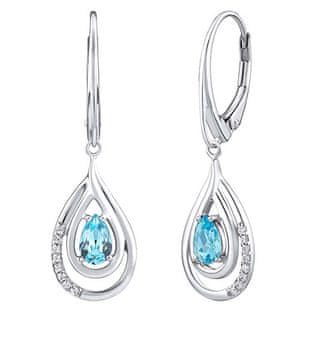 Silvego Luksuzni srebrni uhani s svetlo modrim topazom in cirkoni FWE10130LBT