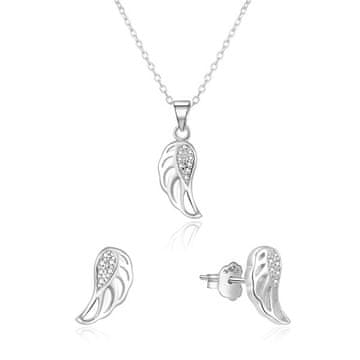 Beneto Srebrni komplet nakita Angel Wings AGSET64RL (uhani, ogrlica, obesek)