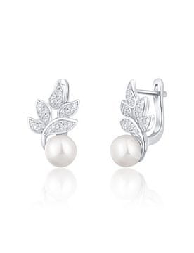 JwL Luxury Pearls Čudoviti srebrni uhani s pravimi biseri in cirkoni JL0719