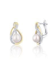 JwL Luxury Pearls Elegantni dvobarvni uhani s pravimi biseri JL0721