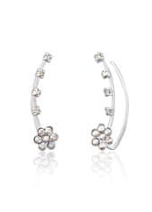 JwL Luxury Pearls Cvetlični vzdolžni uhani s kristali JL0722