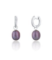 JwL Luxury Pearls Srebrni okrogli uhani á la Duchess Kate s pravim biserom in cirkoni 3v1 JL0733