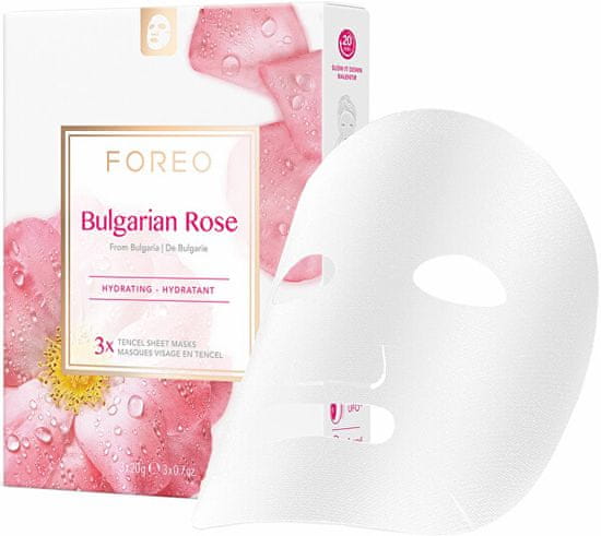 FOREO Vlažilna listna maska za suho in utrujeno kožo Bolgarska vrtnica ( Hydrating Sheet Mask) 3 x 20 g