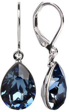 Levien Elegantni uhani s kristali Pear Denim Blue