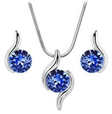 Levien Očarljiv komplet ogrlic in uhanov Chaton Wave Sapphire