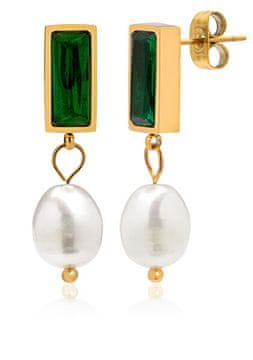 Troli Očarljivi pozlačeni uhani s pravimi baročnimi biseri VAAXF372G