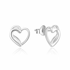 MOISS Nežni srebrni uhani Hearts E0002440