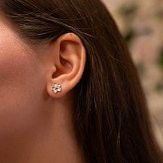 Hot Diamonds Srebrni cvetlični uhani z diamanti Pozabi me ne DE618