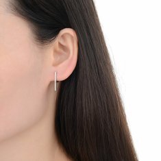 MOISS Minimalistični srebrni uhani s kubičnimi cirkoni E0002530