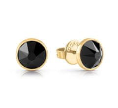 Guess Moški pozlačeni uhani s črnimi kristali Frontiers JUME01343JWYGBKT / U